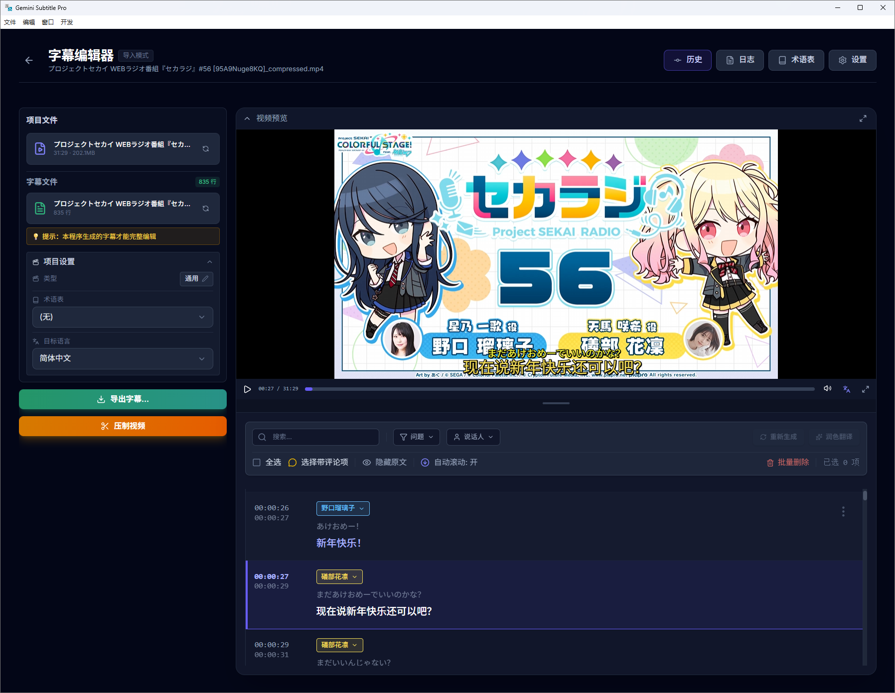 Gemini Subtitle Pro 界面截图